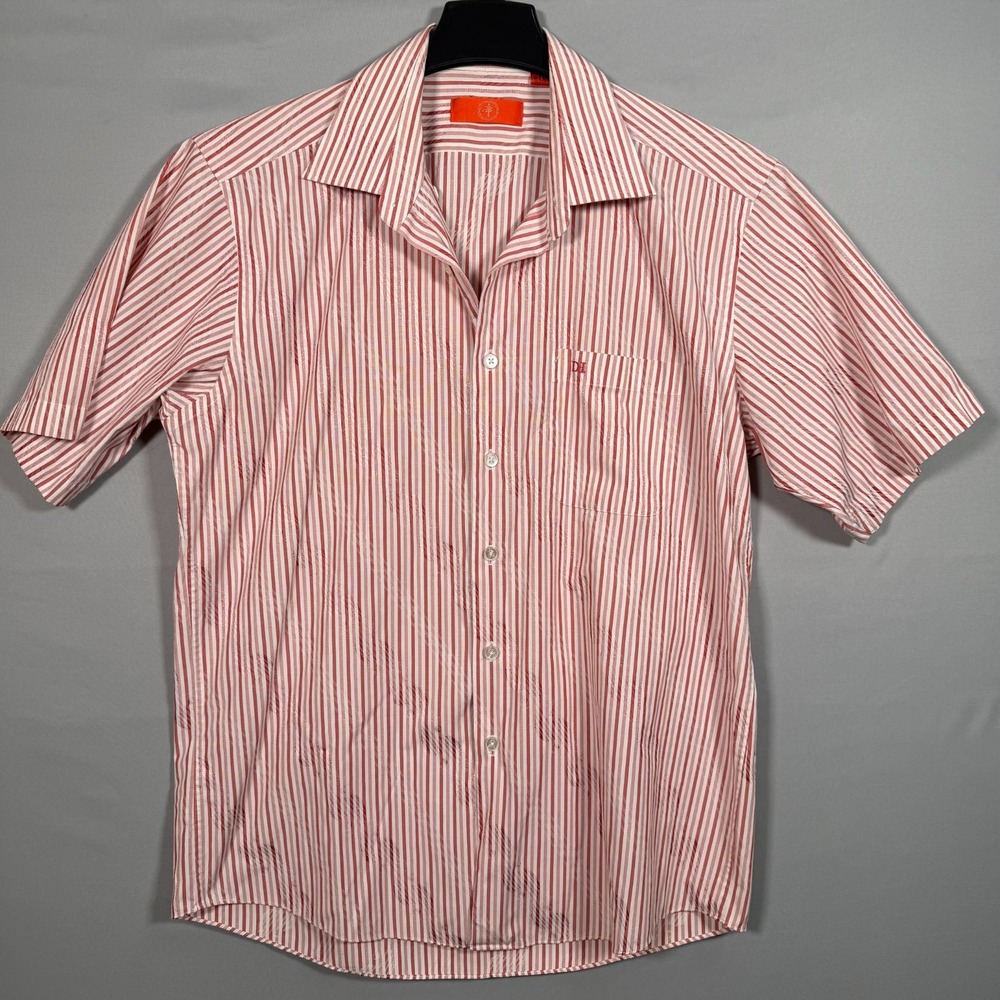 Men's Button Down 42‎ Red White stripes Embroid DI Japanese symbol Tag
